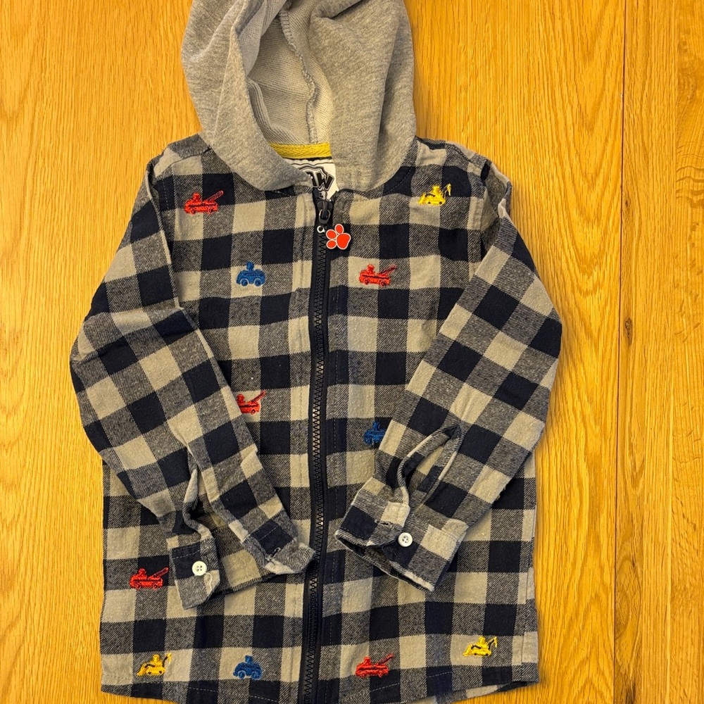 Perfect for Summer! Andy & Evan Paw Patrol Plaid Kids Hooded Zip Up, Size5